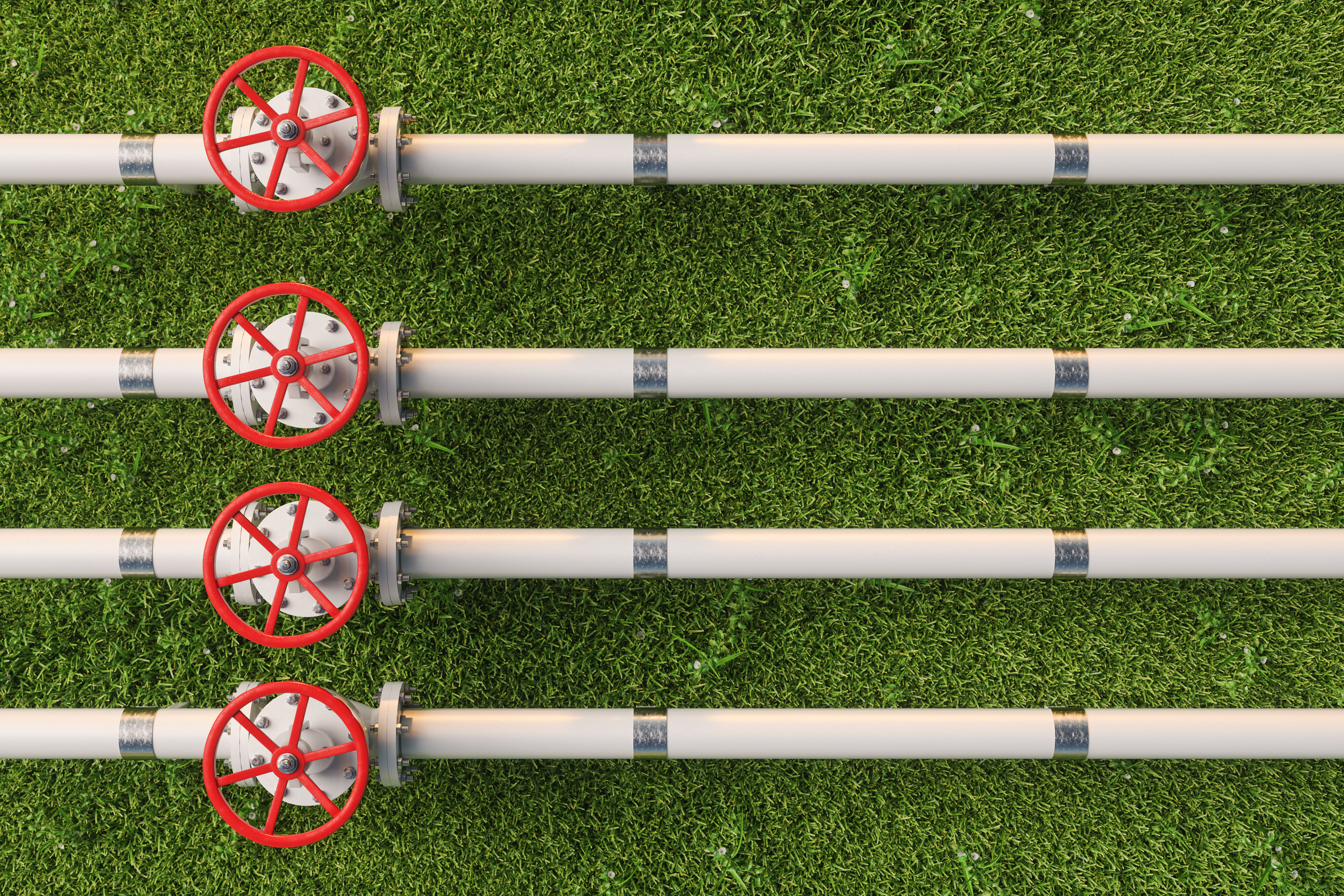 Red valve green grass energy